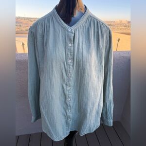 GAP Sage Green Cotton Gauze Button-Down Oversized Shirt | Boho Relaxed Fit SZ XL